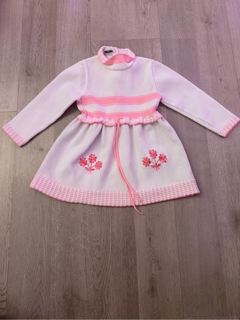 Vintage Pink and Light Pink Floral Knit Dress